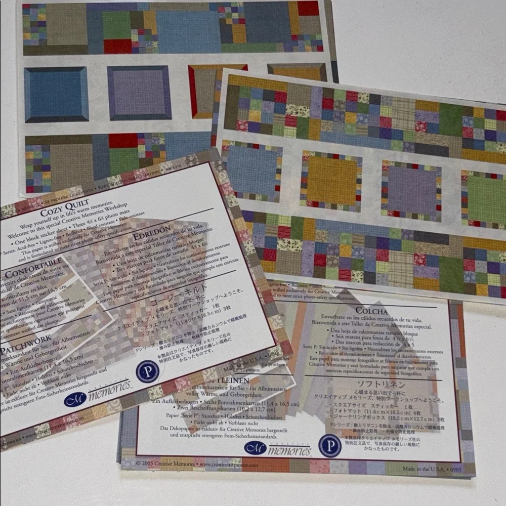 Creative Memories Colorful Quilt Pattern Paper Kits Y2K stickers